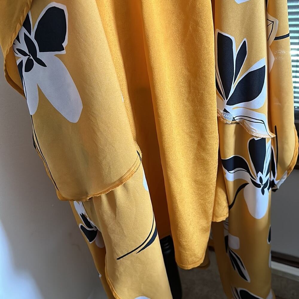 Who What Wear | Yellow Floral Midi Dress Size M - Picture 10 of 15